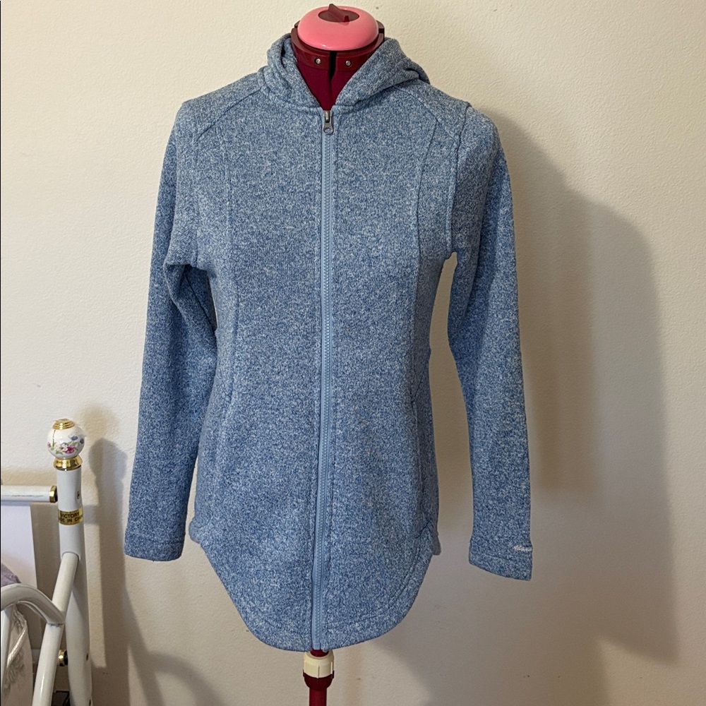 Eddie Bauer Size Small Blue Zip-Up Hoodie side slip-in pockets 100% polyester